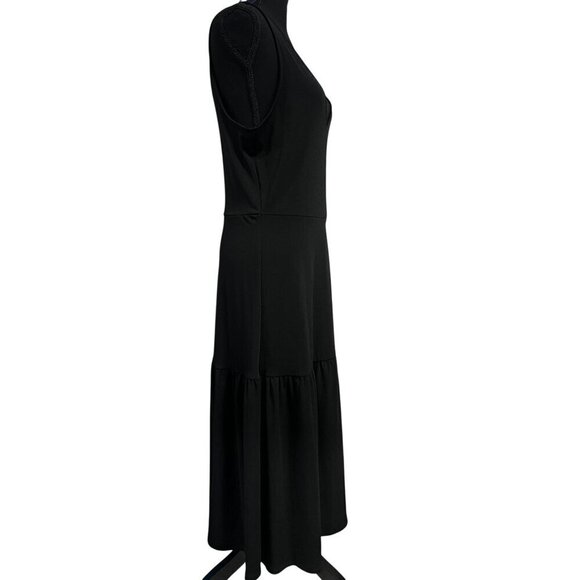 BANANA REPUBLIC Dress WOMEN MEDIUM BLACK Sleeveless Tiered Skirt V-Neckline - Picture 5 of 9
